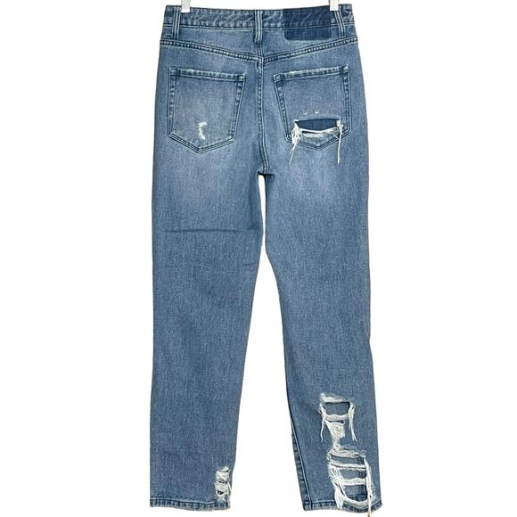 Flying Monkey Goodbye High Rise Mom Jeans Size 27 Distressed Straight Frayed Hem - Picture 7 of 11